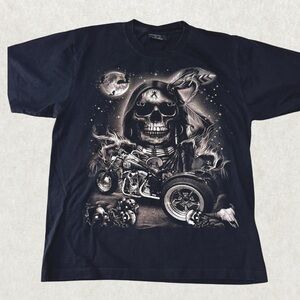 ROCK CHANG Gothic Native American Biker Graphic T-Shirt